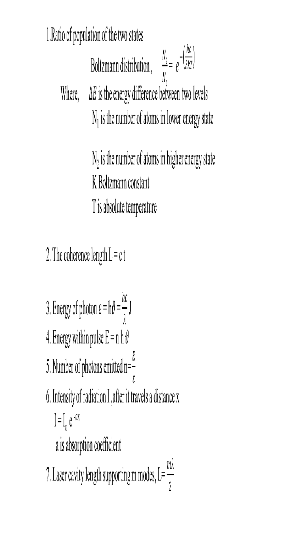 Laser and optical fiber problems PROBLEMS 1 ratio of population of two energy levels out of