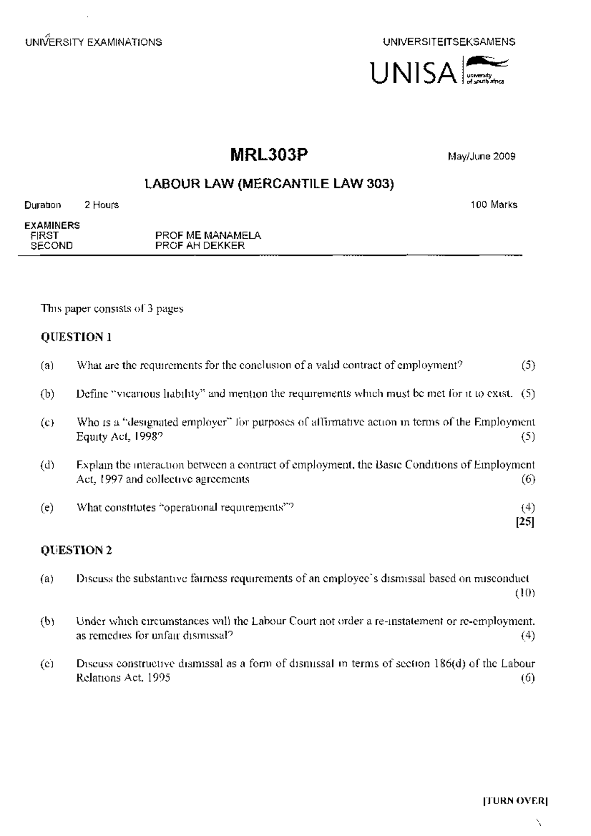 Exam 2 May 2010 Questions Mrl3702 Studocu