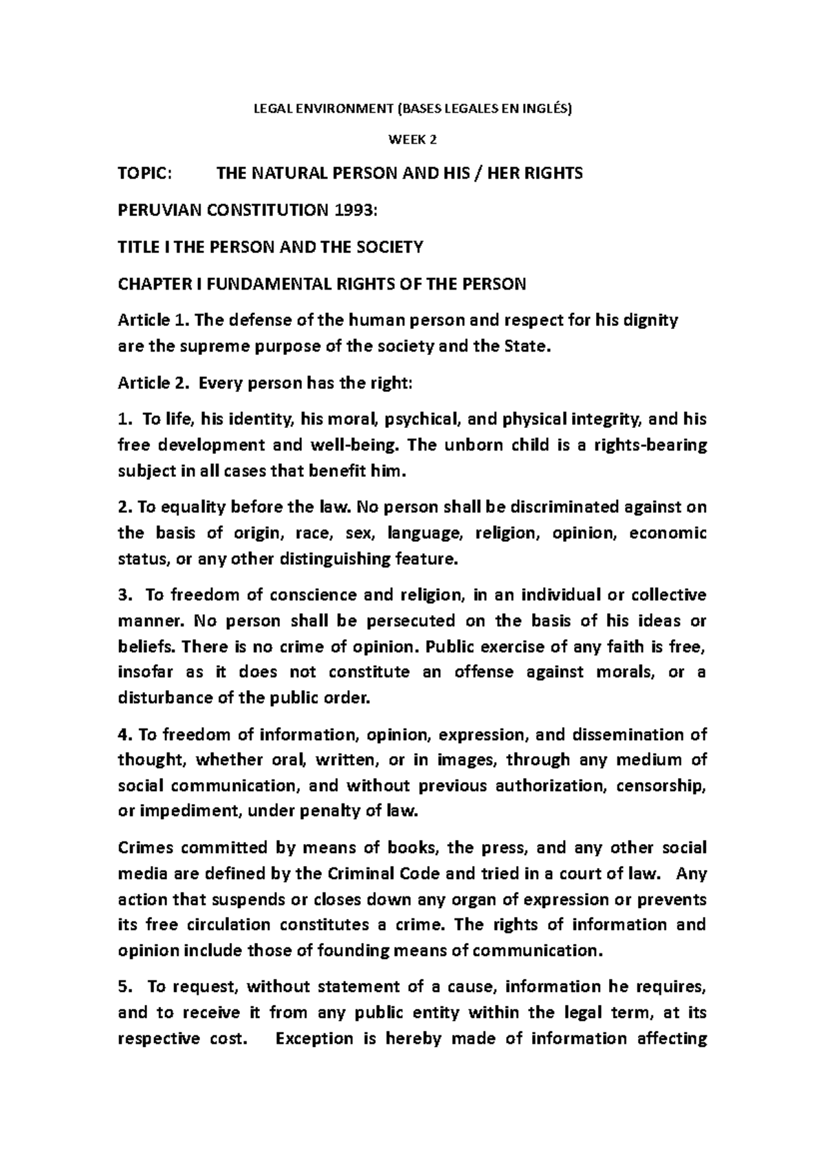 Reading Material FOR WEEK 2 LEGAL ENVIRONMENT (BASES LEGALES EN