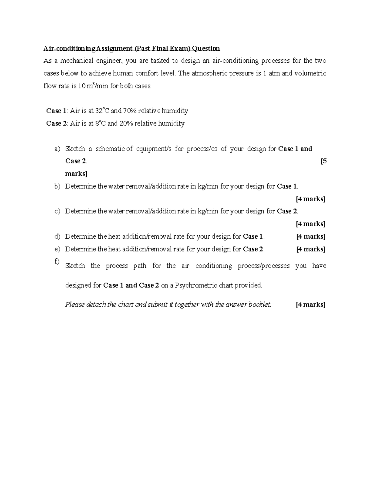 Final Exam 4 October 2017, questions Airconditioning Assignment