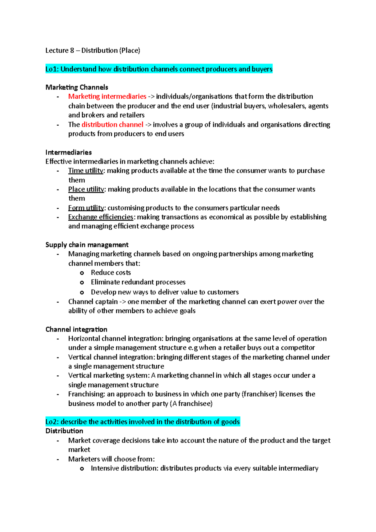 Lecture 8 – Distribution - Lecture 8 Distribution (Place) Lo1 ...