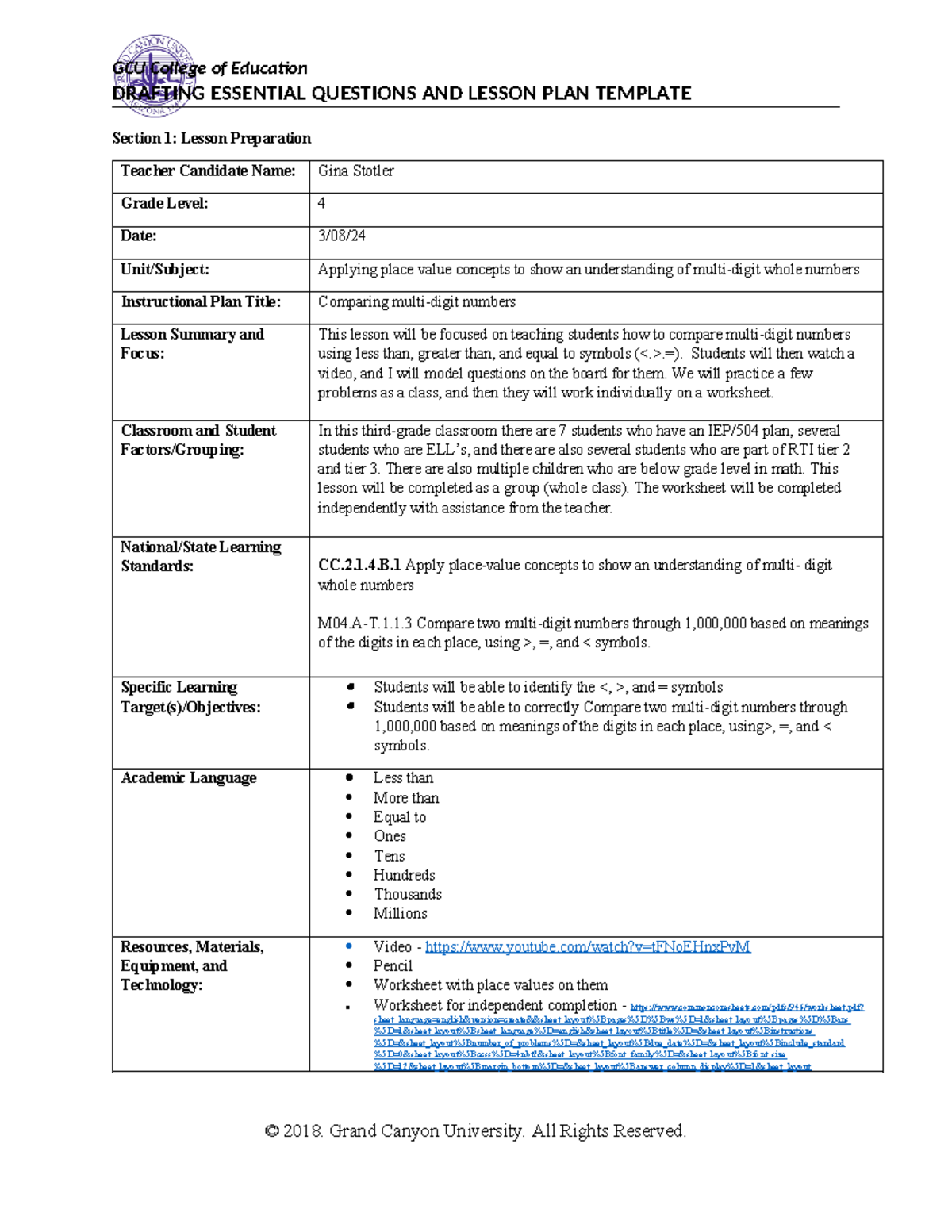 Drafting Essential Questions GCU College of Education DRAFTING