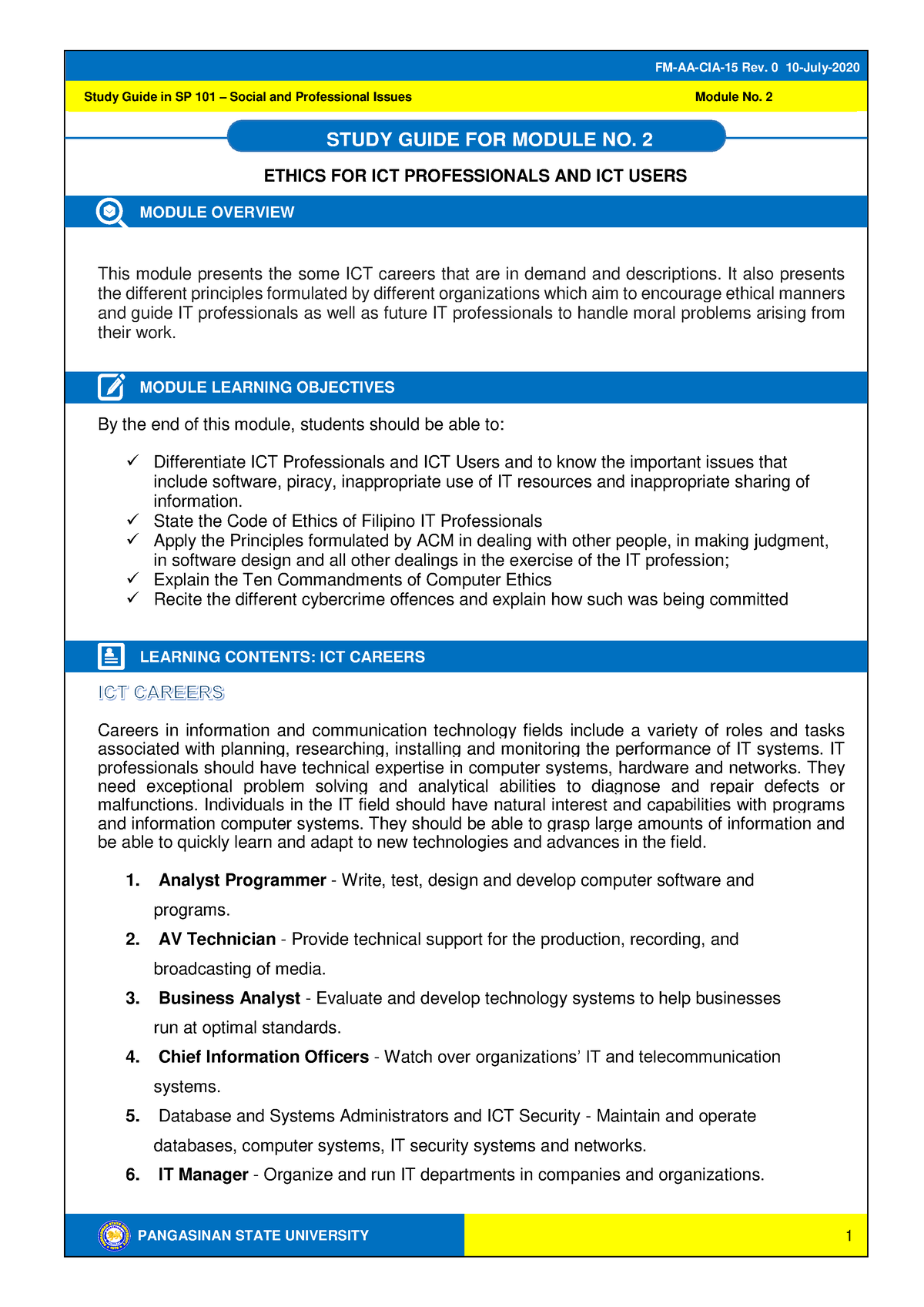 SP 101 Module 2 - Use this as your reference and reviewer. - Study ...