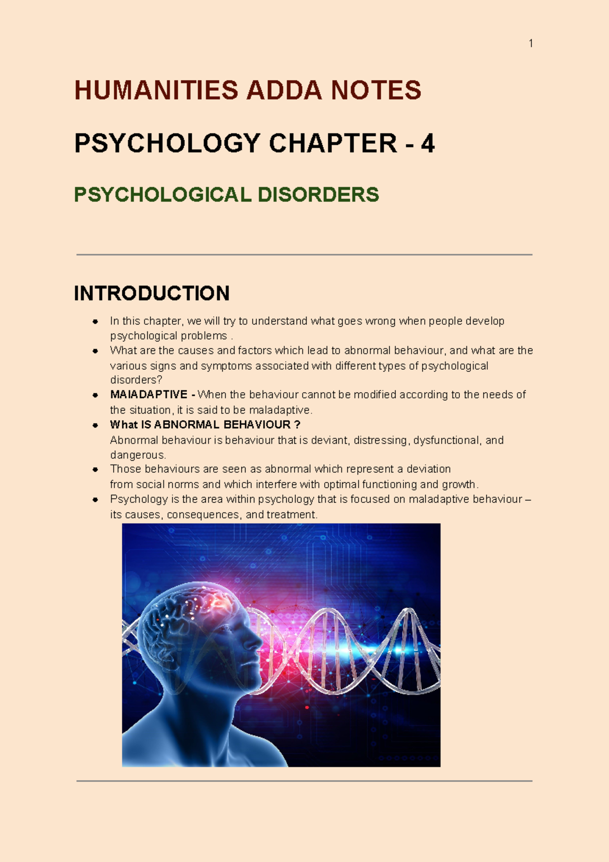 Ch4 dfaerwdf HUMANITIES ADDA NOTES PSYCHOLOGY CHAPTER 4