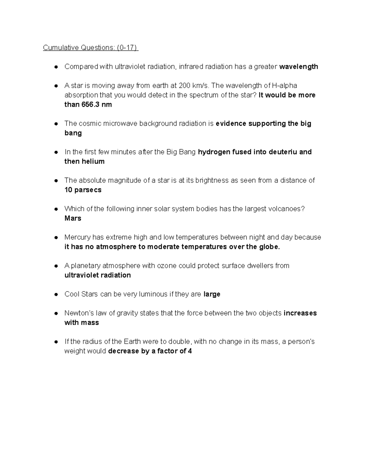 Final Exam Cumulative Clicker Questions (last class) - Cumulative ...