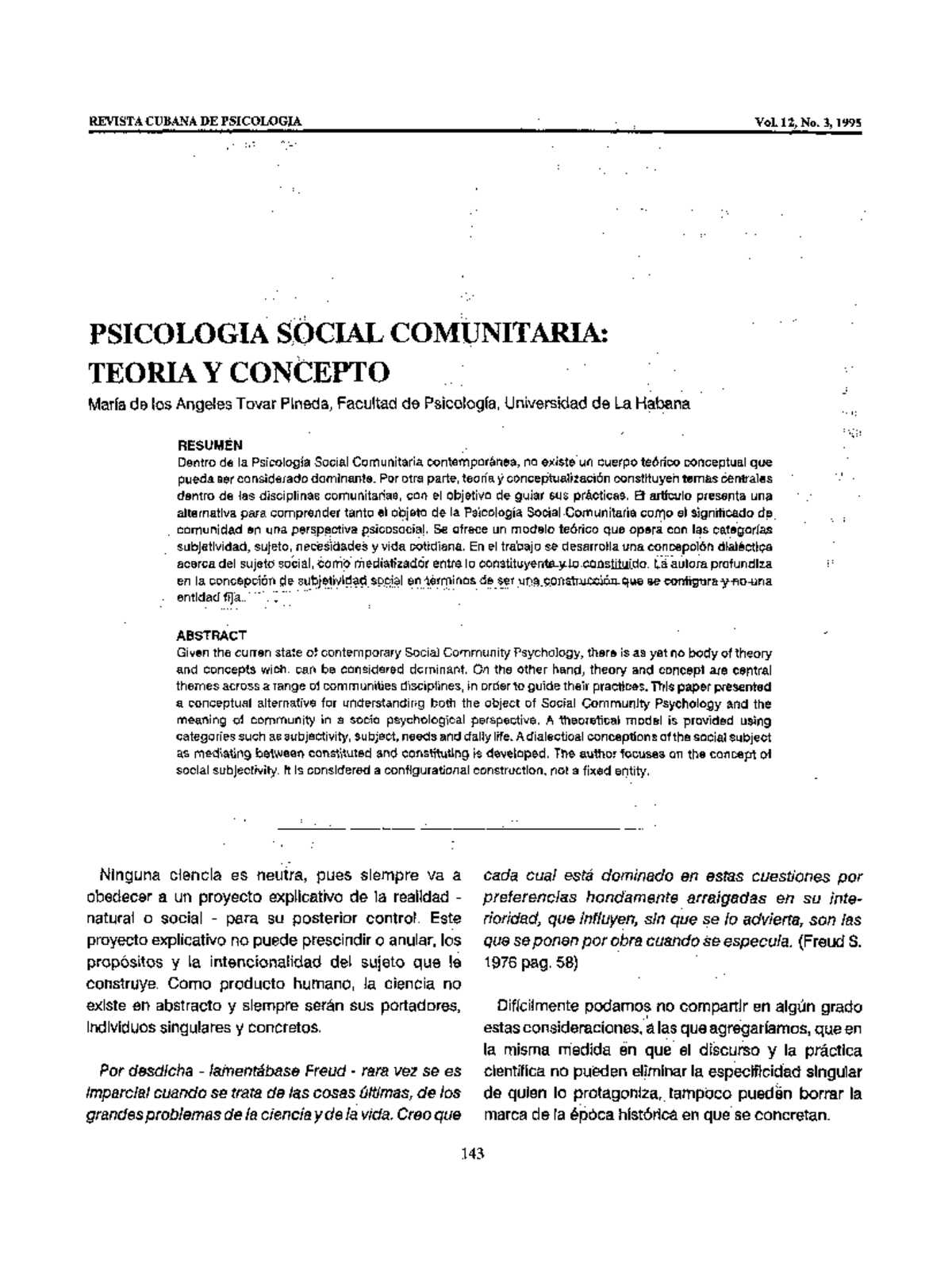 Conceptos De La PsicologÍa Comunitaria Revista Cubana De PsicologÍa