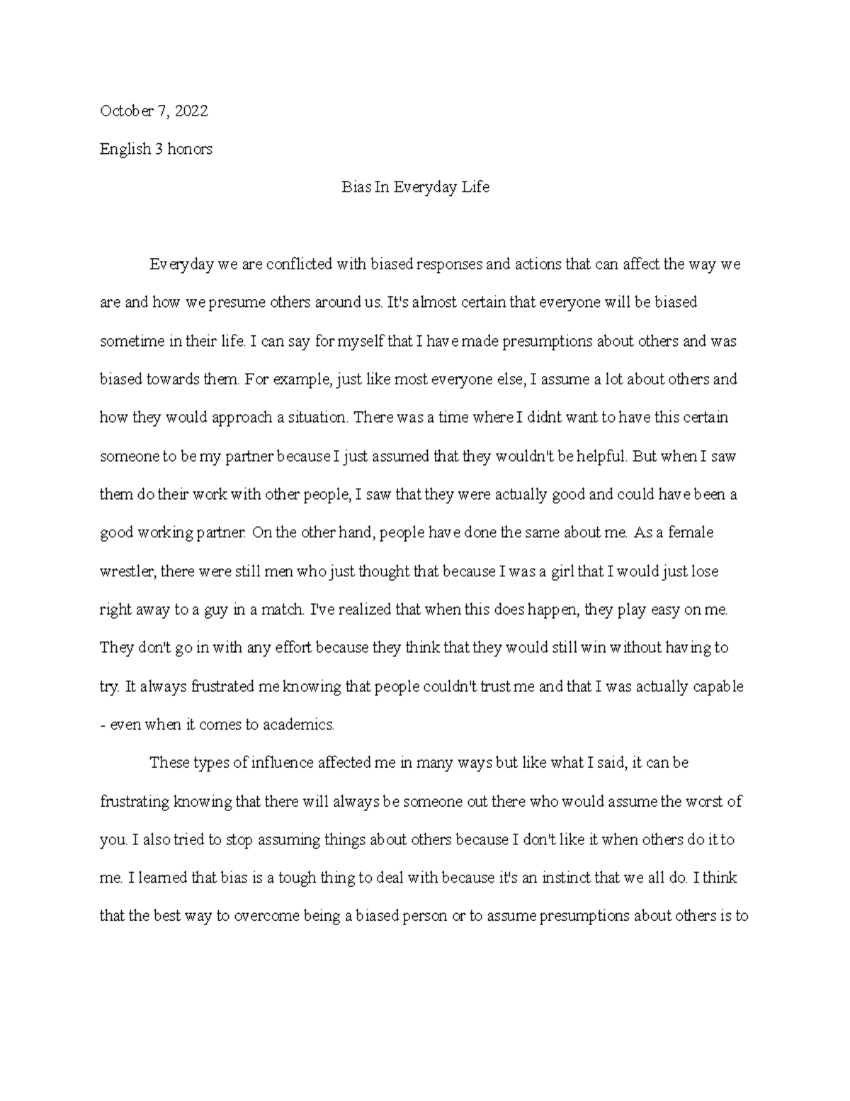 bias essay