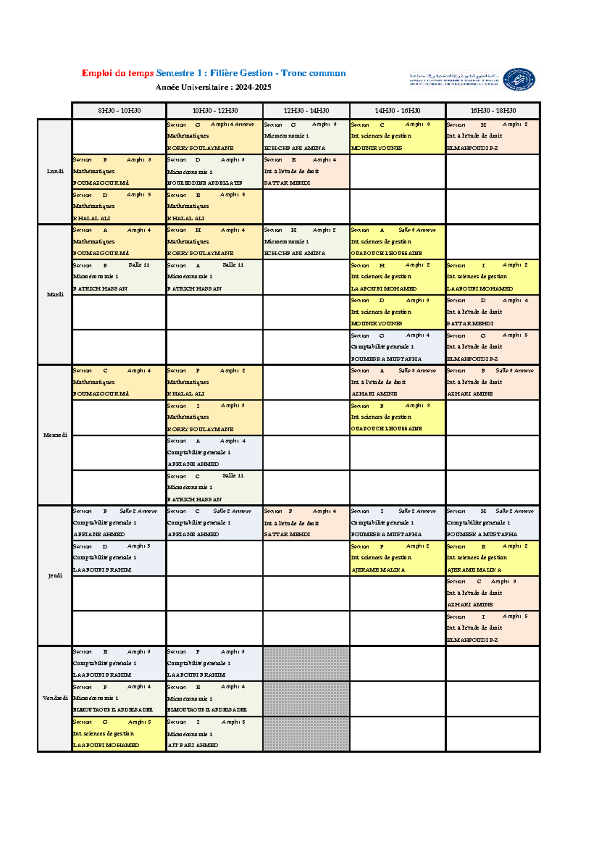 2007 1724503063 Emploi du temps S1 Gestion TC (24-25) - Section G ...