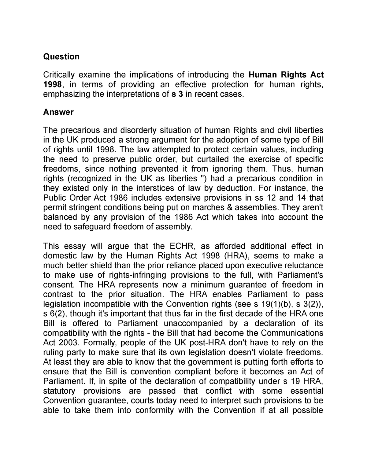 human rights act research paper