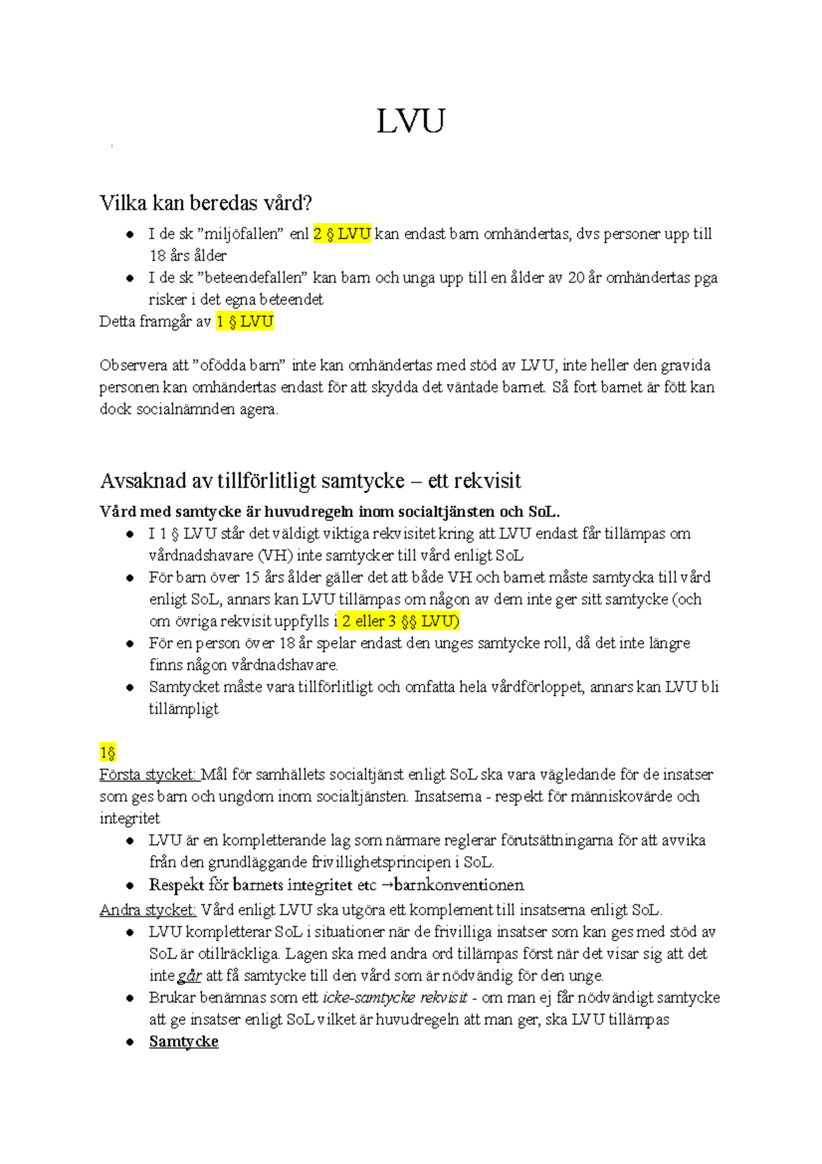 LVU - Sammanfattning Av LVU, Hur De Olika Paragraferna Ska Tolkas Och ...