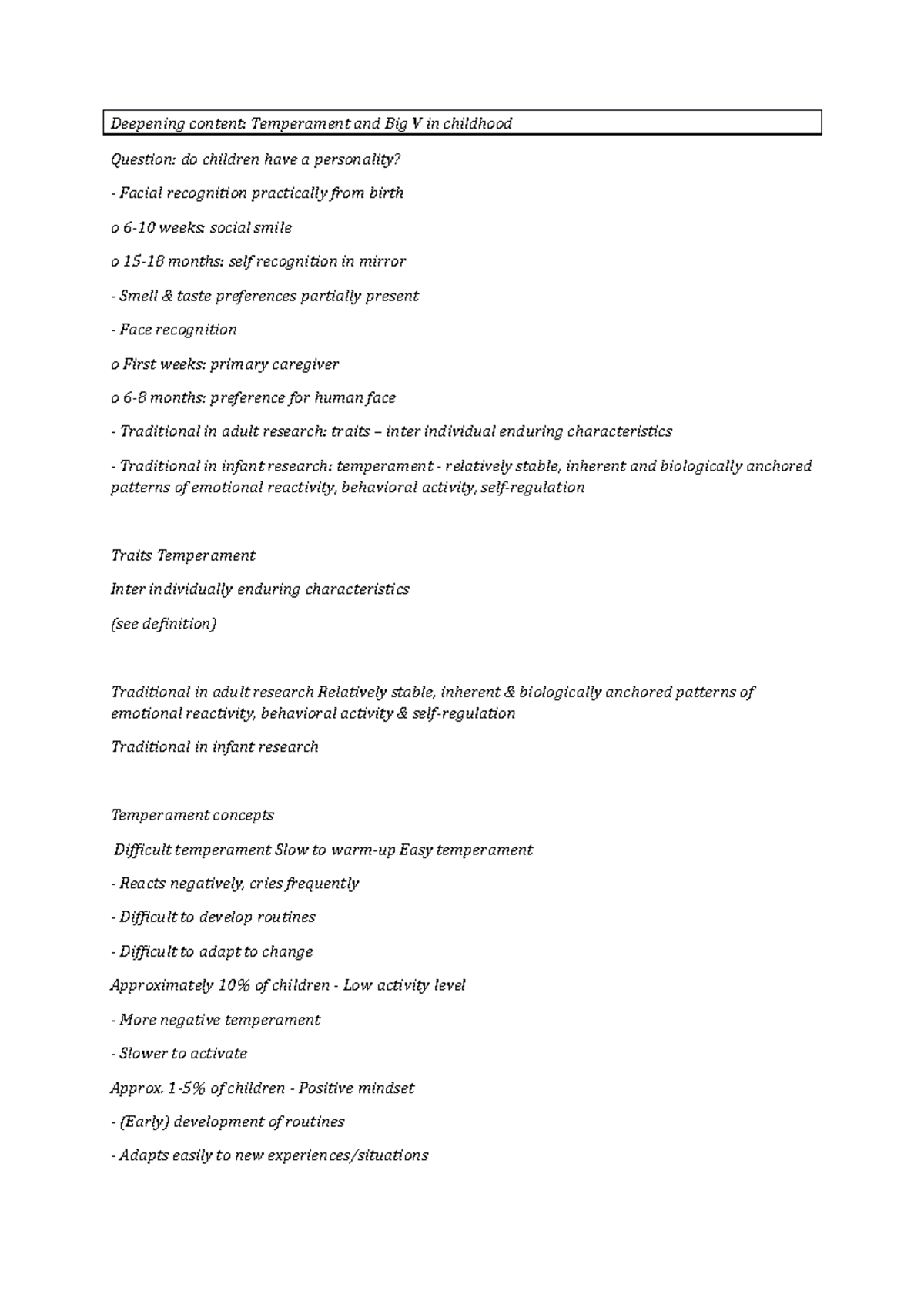 Deepening content - Lecture notes 2 - Deepening content: Temperament ...