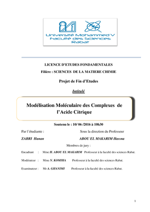 SDIC-PL0491 - PFE Chimie - LICENCE D’ETUDES FONDAMENTALES Filière ...