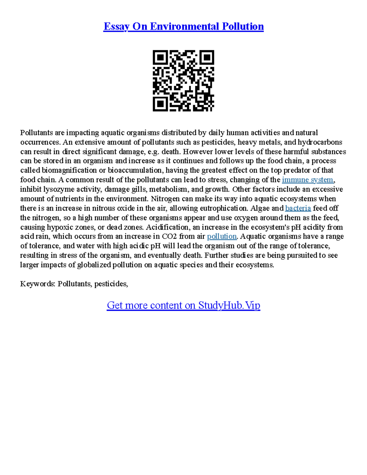 Simple Essay On Environmental Pollution - Essay On Environmental ...