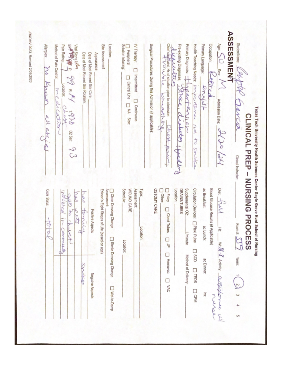 Pg 1,2,7 Clinical Prep-Nursing Assessment and Pathophisiology - 3416 ...