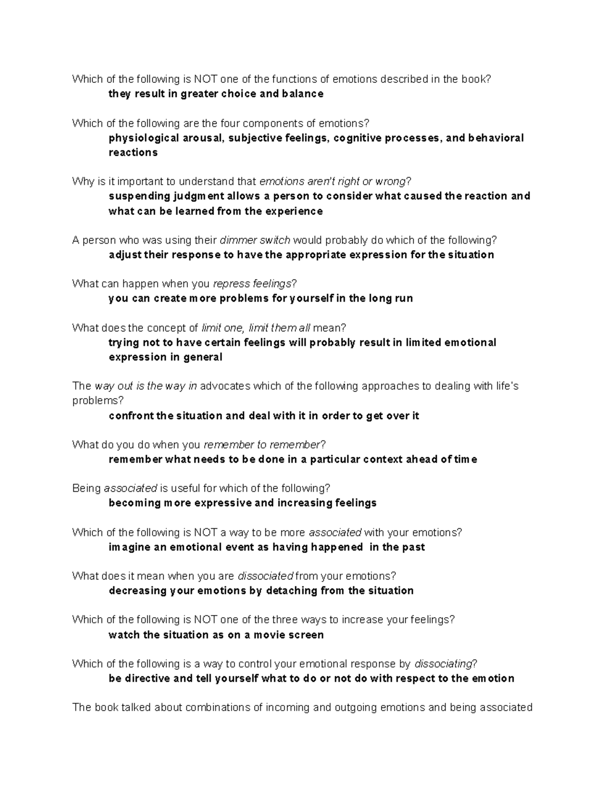 Personal Adjustment Chapter 4 Quiz Study Guide Which of the following