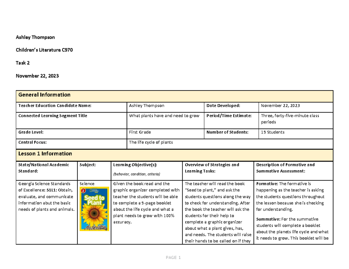 C970 Task 2 - hope this helps! - Ashley Thompson Children’s Literature ...