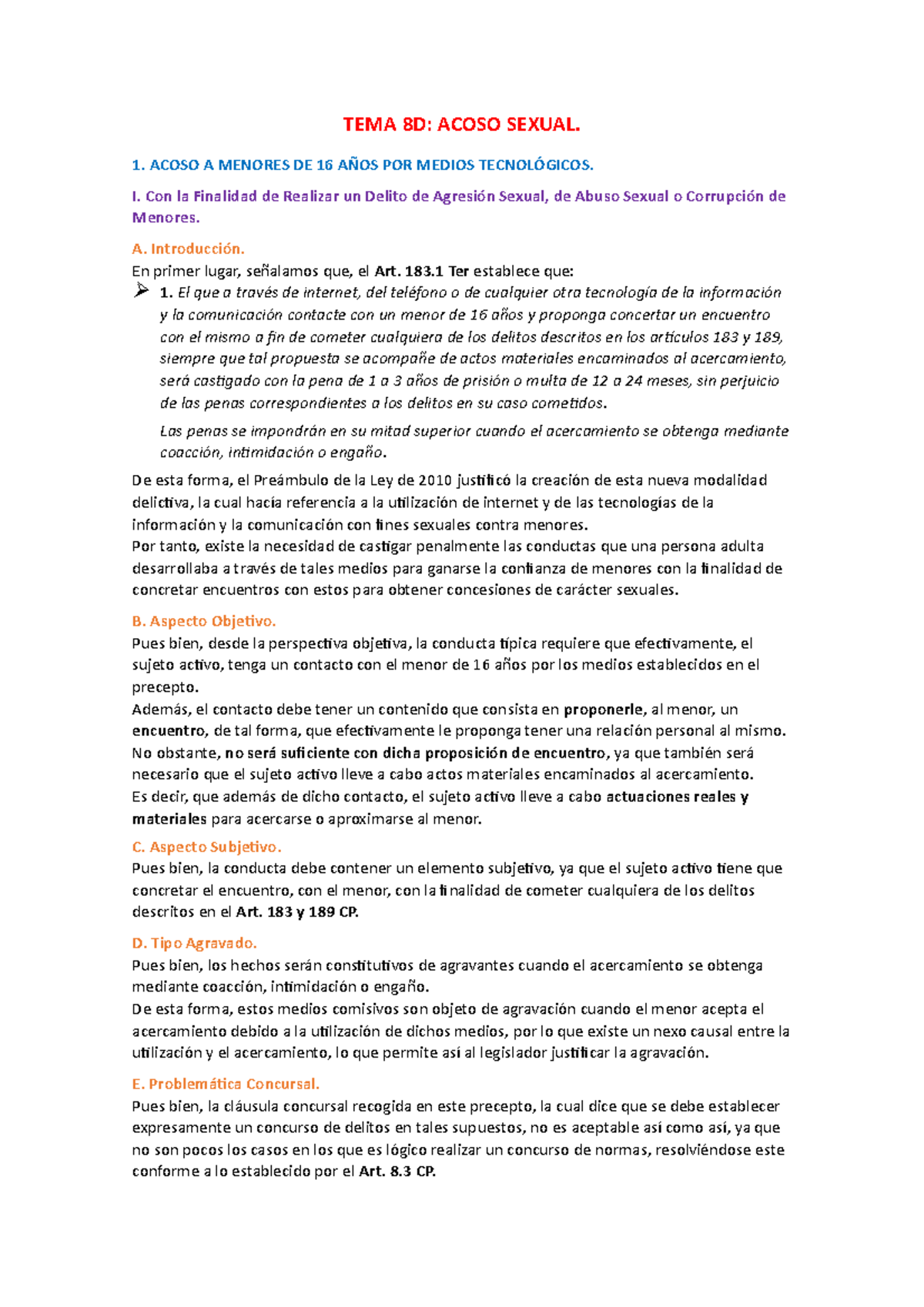 Tema 8 Delitos Contra La Libertad E Indemnidad Sexual D Acoso Sexual Tema 8d Acoso 9688