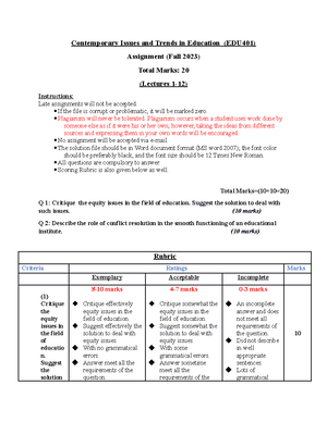EDU-430 - These are the assignments of different courses that will help ...