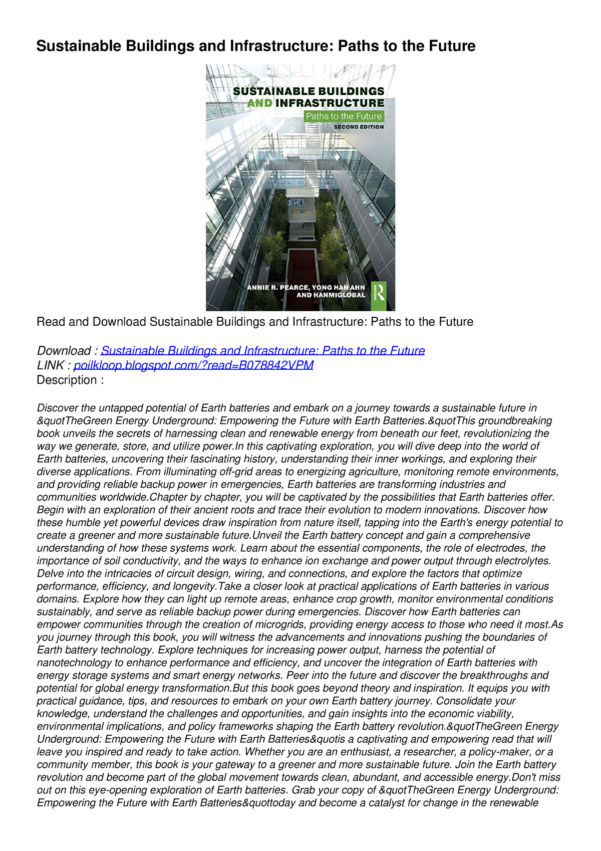 EPUB DOWNLOAD Sustainable Buildings And Infrastructure: Paths To The ...