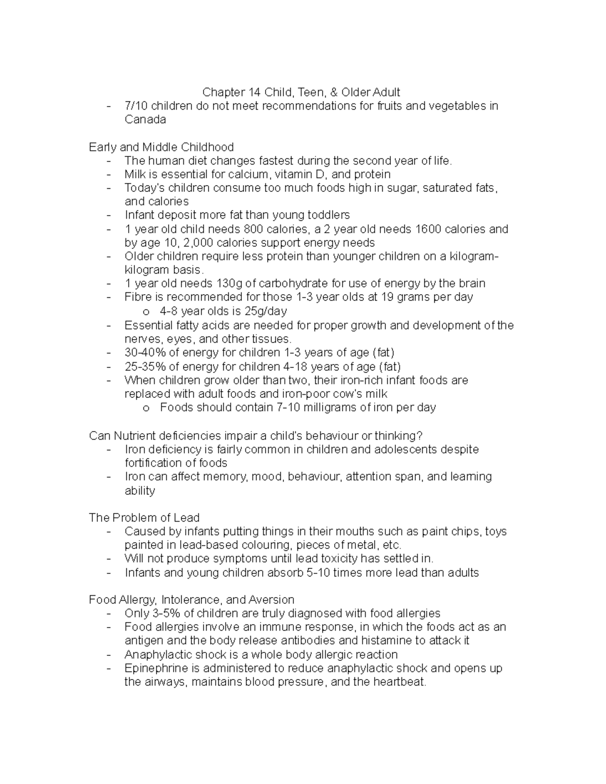 Chapter 14 Child - Summary Nutrition: Concepts and Controversies ...
