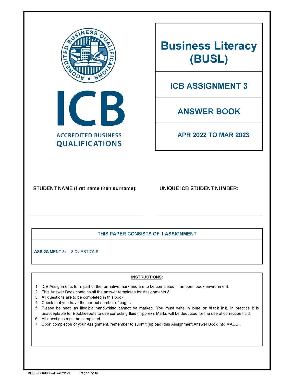 icb business literacy assignment 3 answers