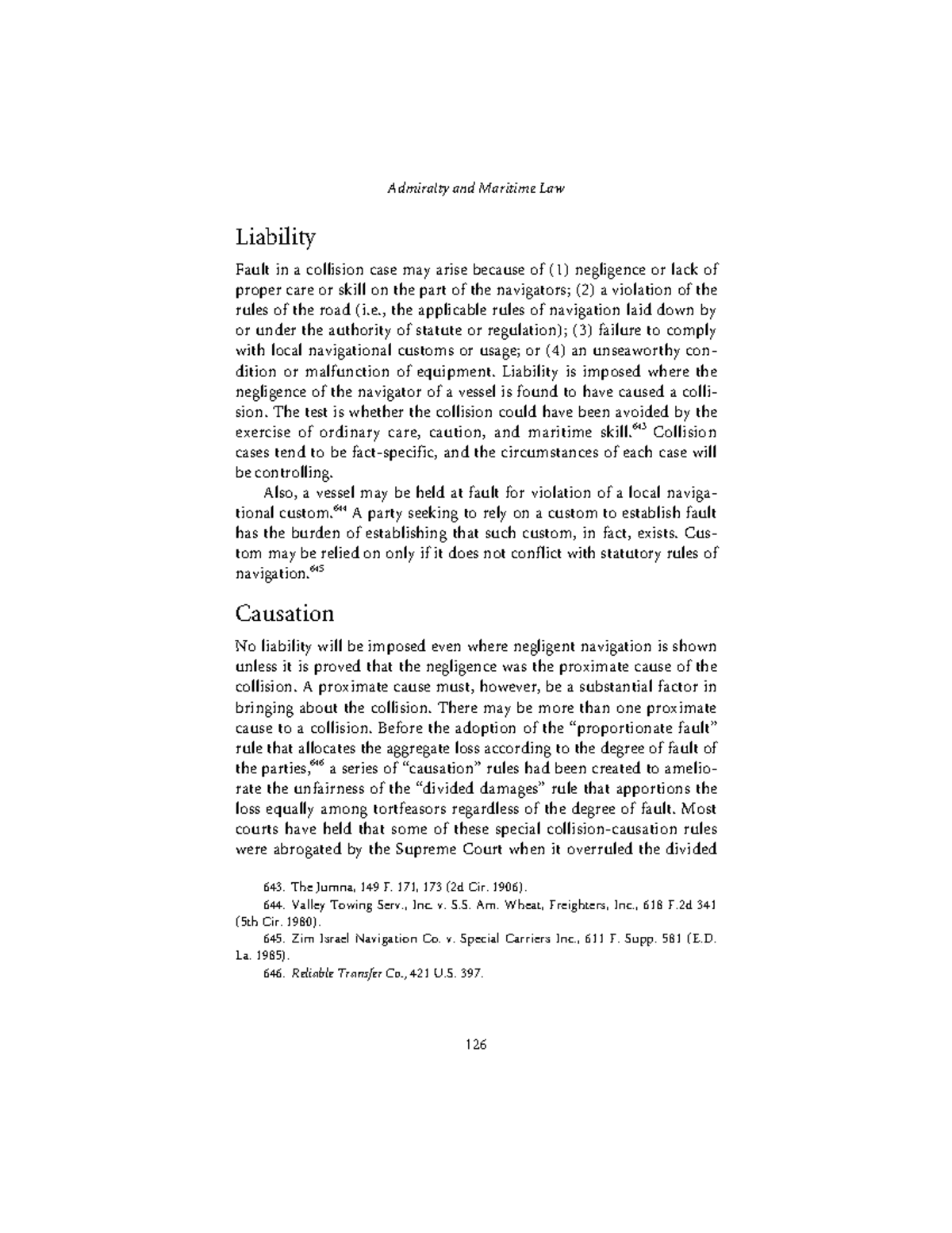 Maritime law46 n/a Admiralty and Maritime Law 126 Liability Fault