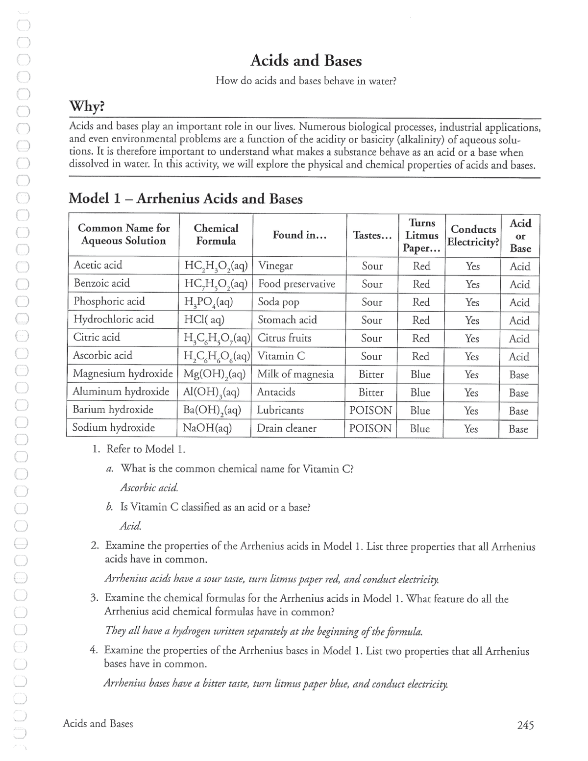 Acid Base Pogil Answers CHEM 399 Studocu
