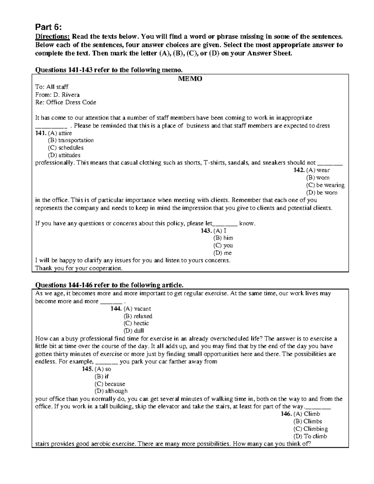TEST 2 PART 6 anh văn B1 Part 6 Directions Read the texts below