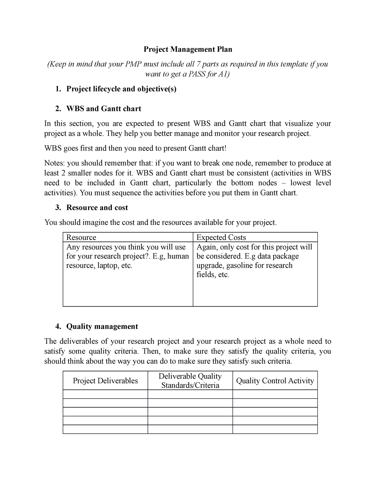 Template for assignment 1 - Project Management Plan (Keep in mind that ...