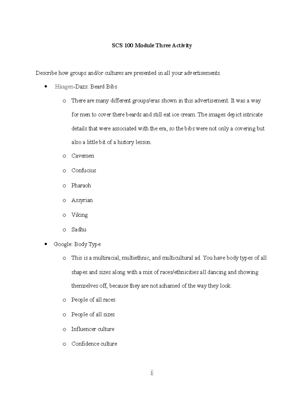 SCS 100 3-2 Activity Groups and Cultural Representations - SCS 100 ...