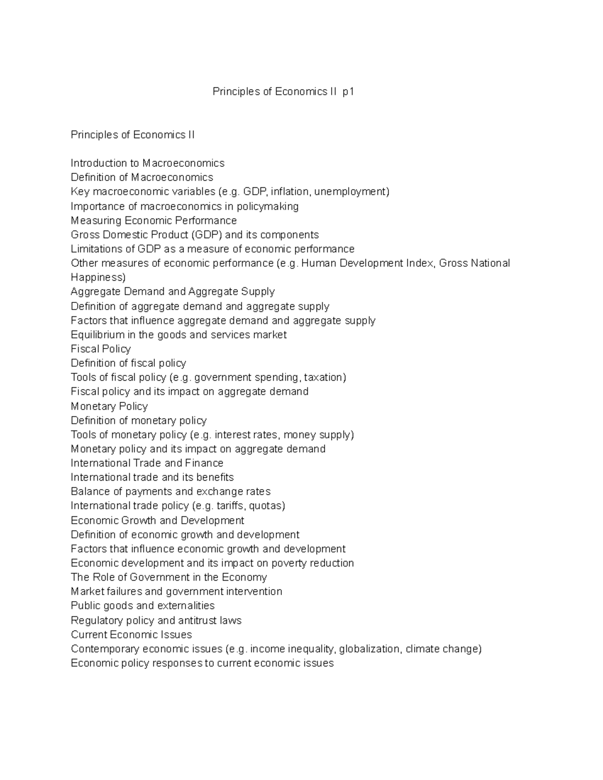 Principles Of Economics II P1 - Principles Of Economics II P Principles ...