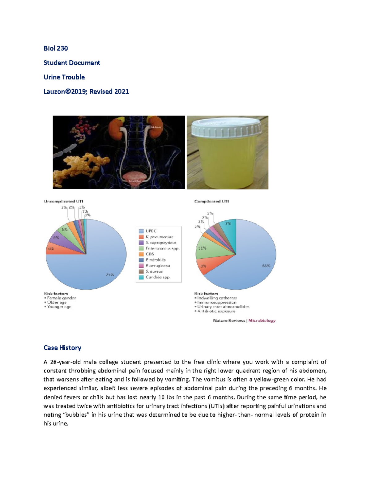 Biol 230 F21 Lab 8 Urine Trouble Case History-2 - Biol 230 Student ...