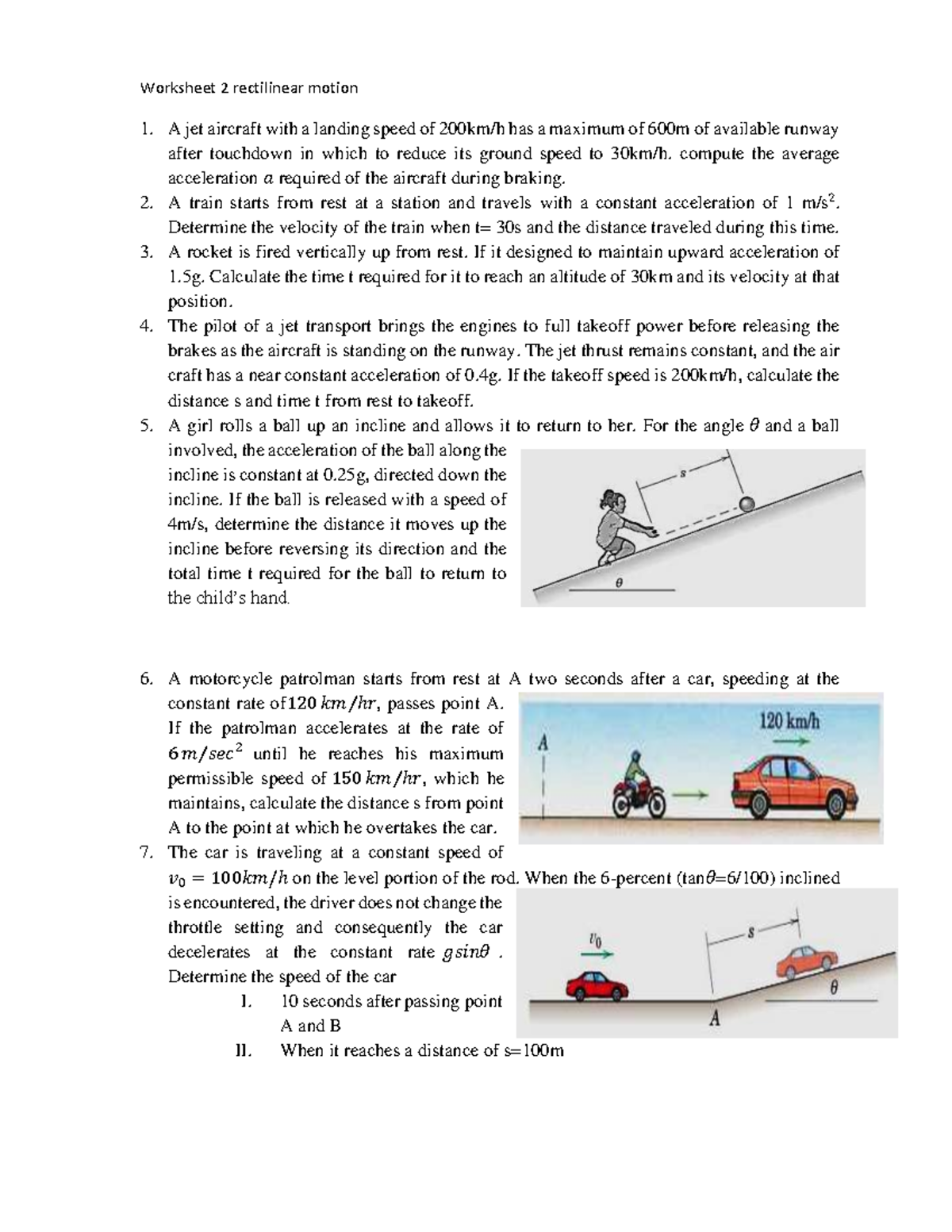 Worksheet 2 rectilinear motion Worksheet 2 rectilinear motion A jet
