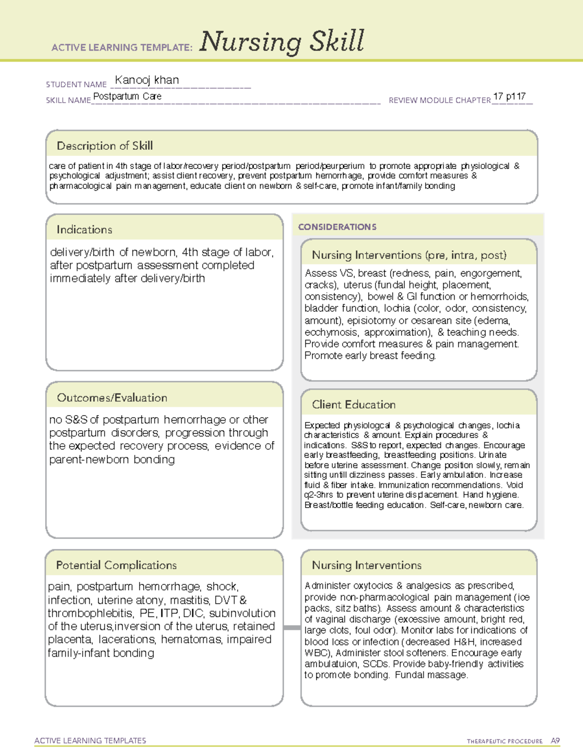 Nursing Interventions For Postpartum Care