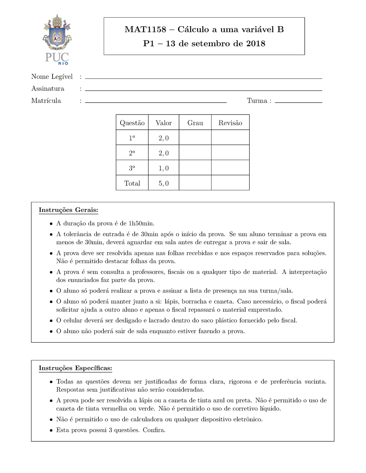 Amostra/prova Prática 2018, Questões E Respostas - MAT1158 – C´ Alculo ...