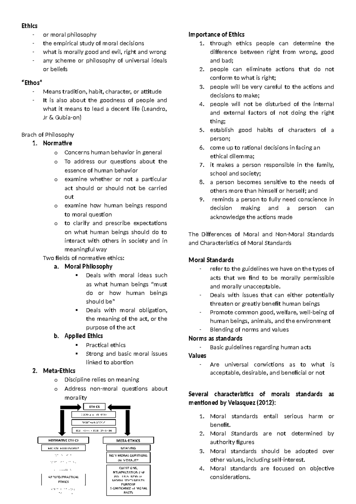 Ethics Midterm Reviewer - Ethics - or moral philosophy - the empirical ...
