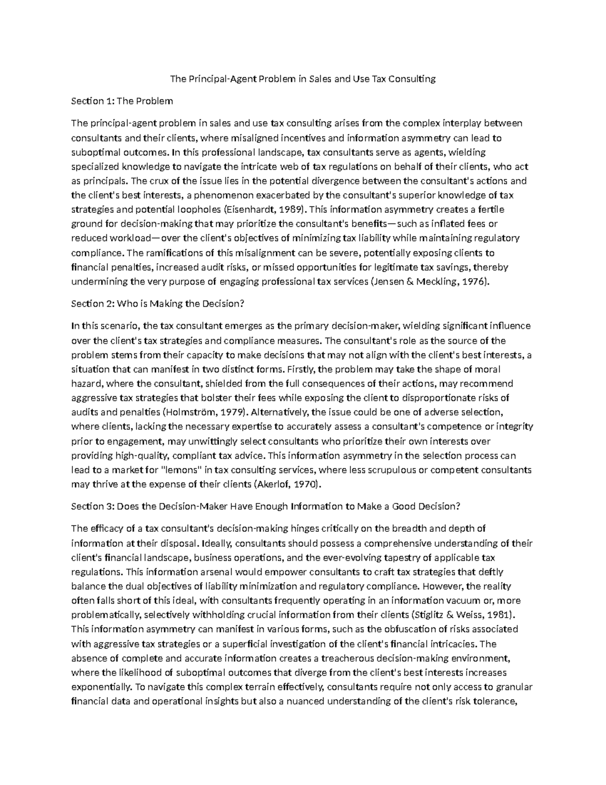 The Principal - lit - The Principal-Agent Problem in Sales and Use Tax ...
