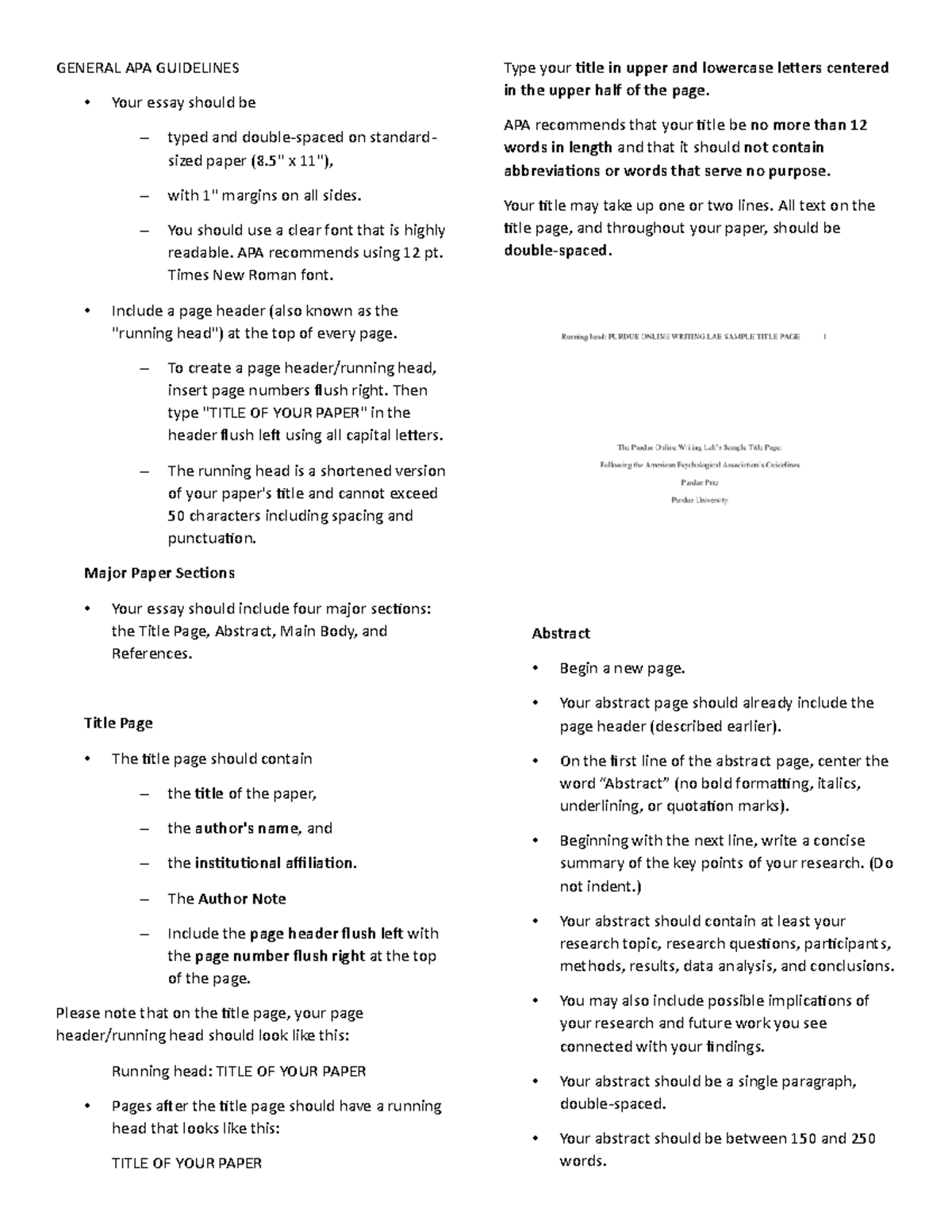 General-APA- Guidelines - GENERAL APA GUIDELINES Your essay should be ...