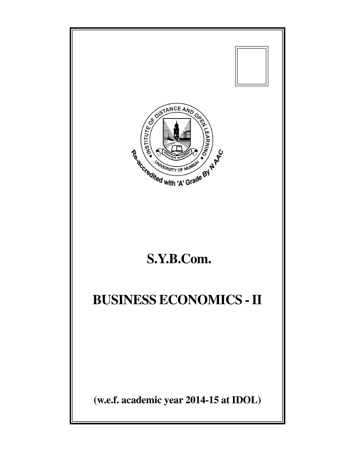 Sybcom-BUSS-ECO - Business Economics Notes - S.Y.B. BUSINESS ECONOMICS ...