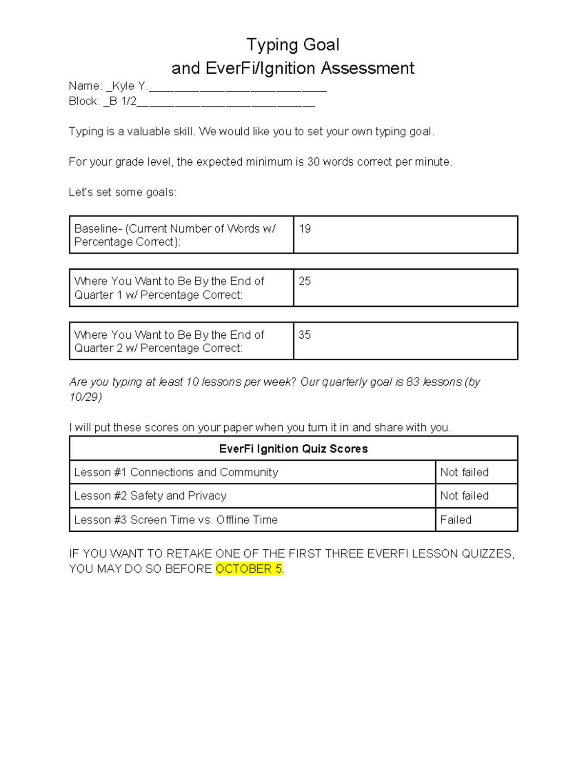Copy+of+Sealock Student+Goals Typing Goal and EverFi/Ignition