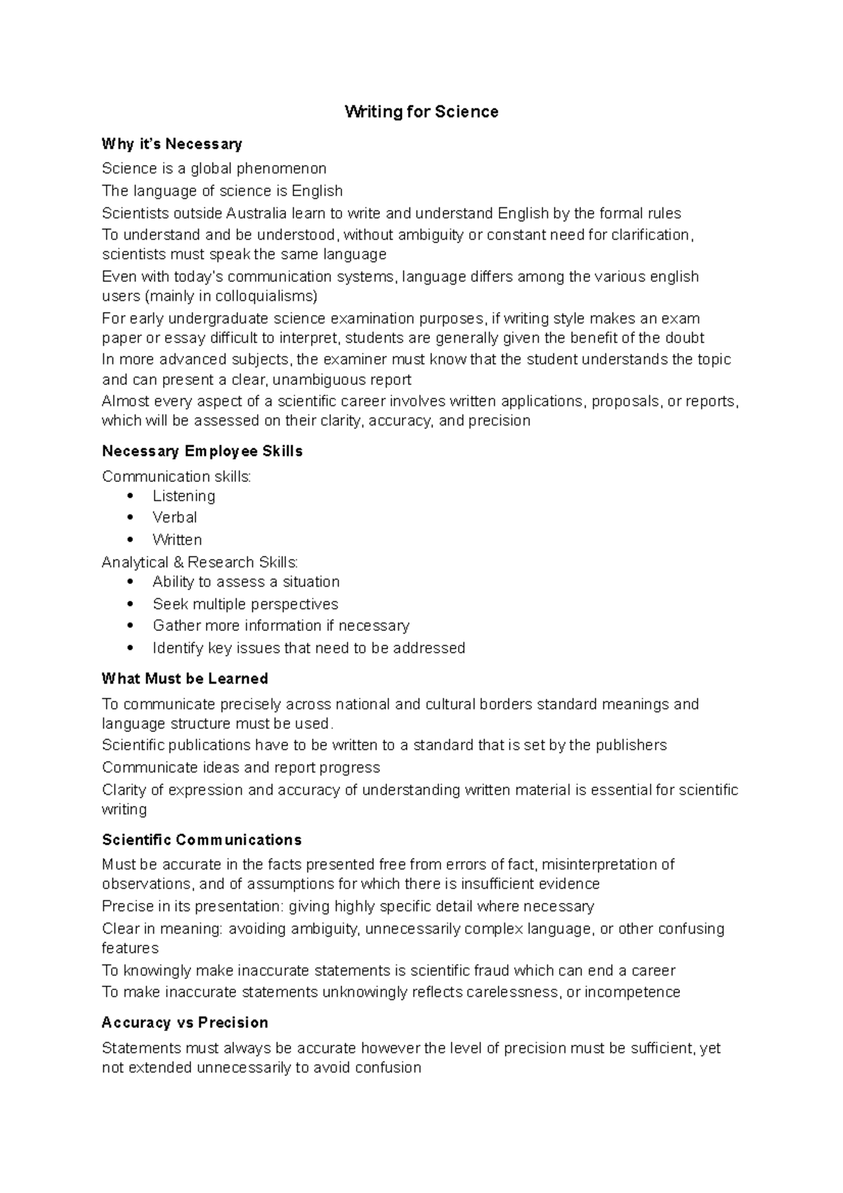 Tutorials - Writing for Science - Writing for Science Why it’s ...