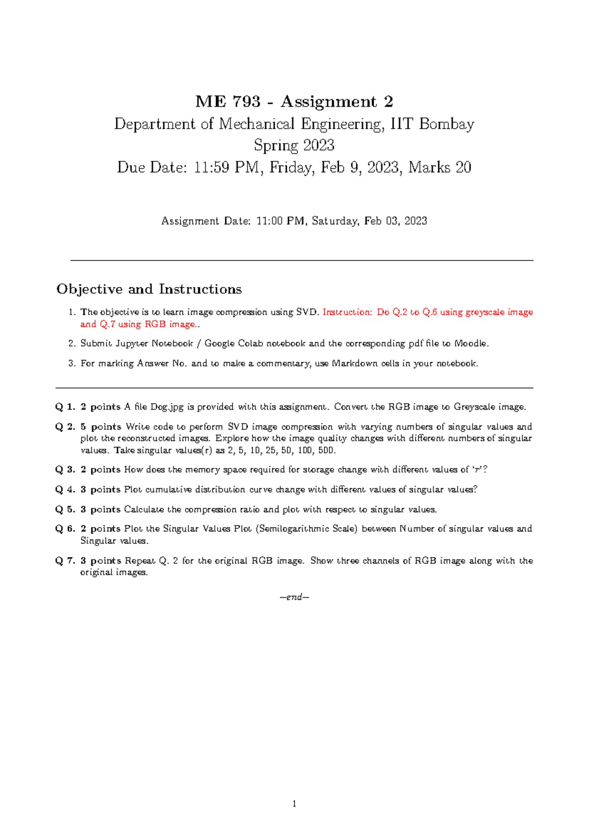 ME793 Assignment 2 Alankar - ME 793 - Assignment 2 Department of ...