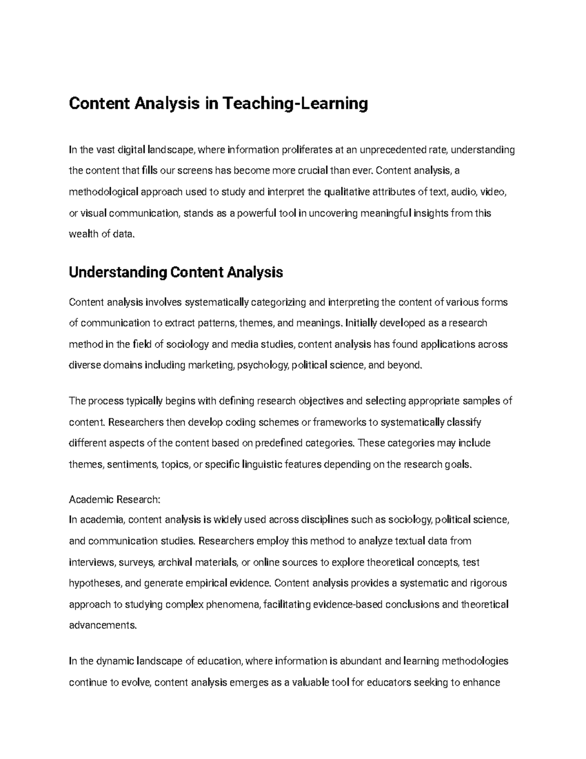 Content Analysis - Lecture notes in easy language - Content Analysis in ...