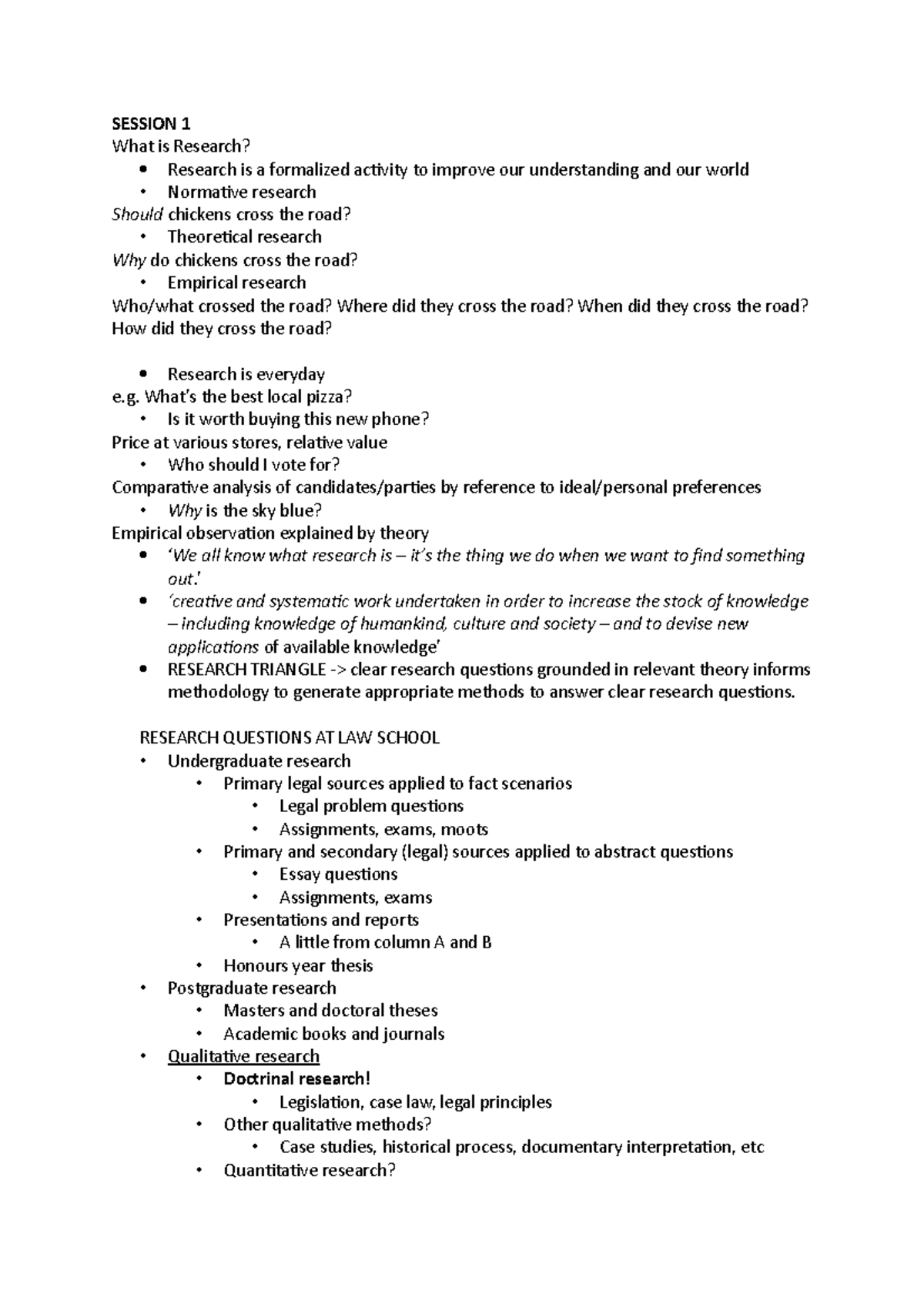 Legal Research Methods Notes!!! - SESSION 1 What is Research? Research ...