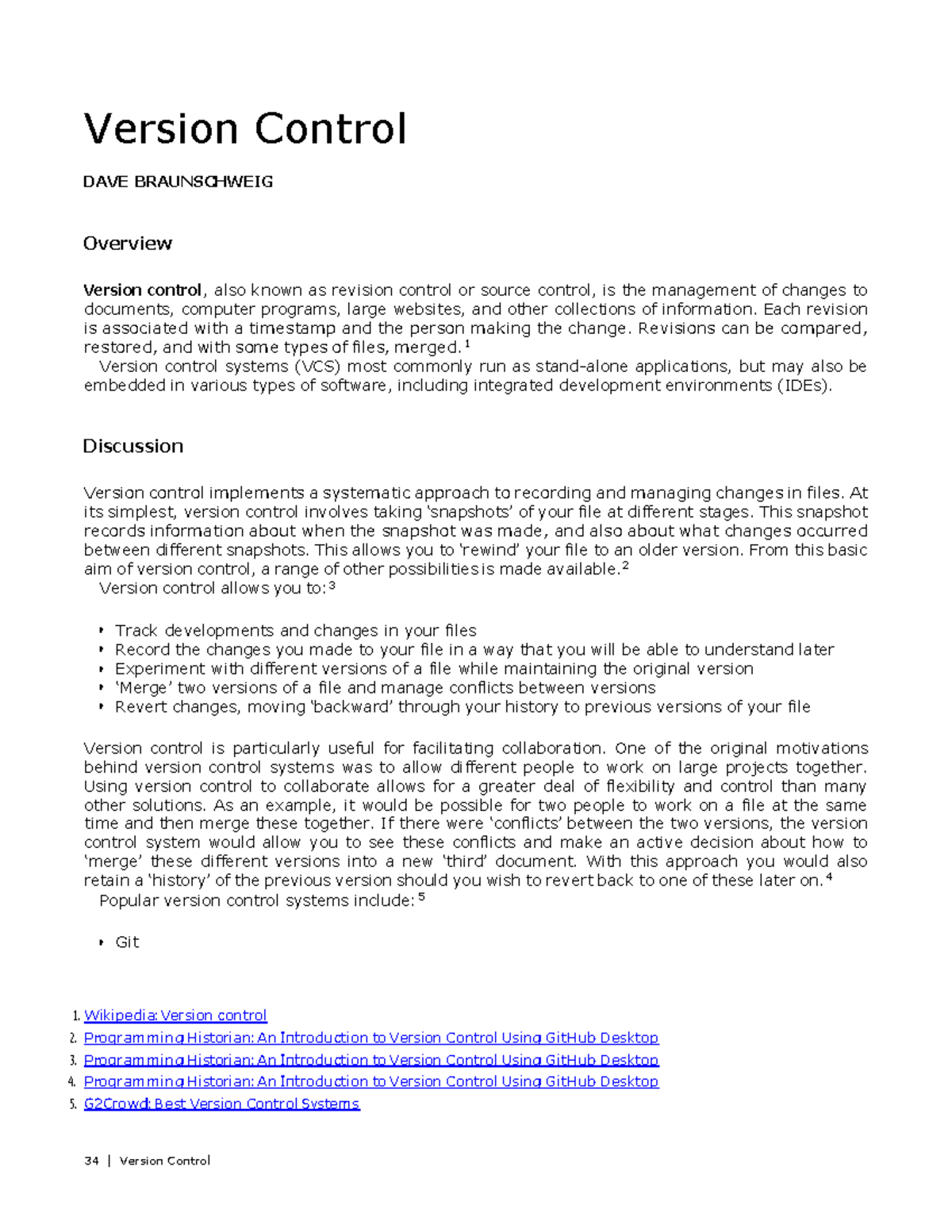 Version Control - 34 | Version Control Version Control DAVE ...