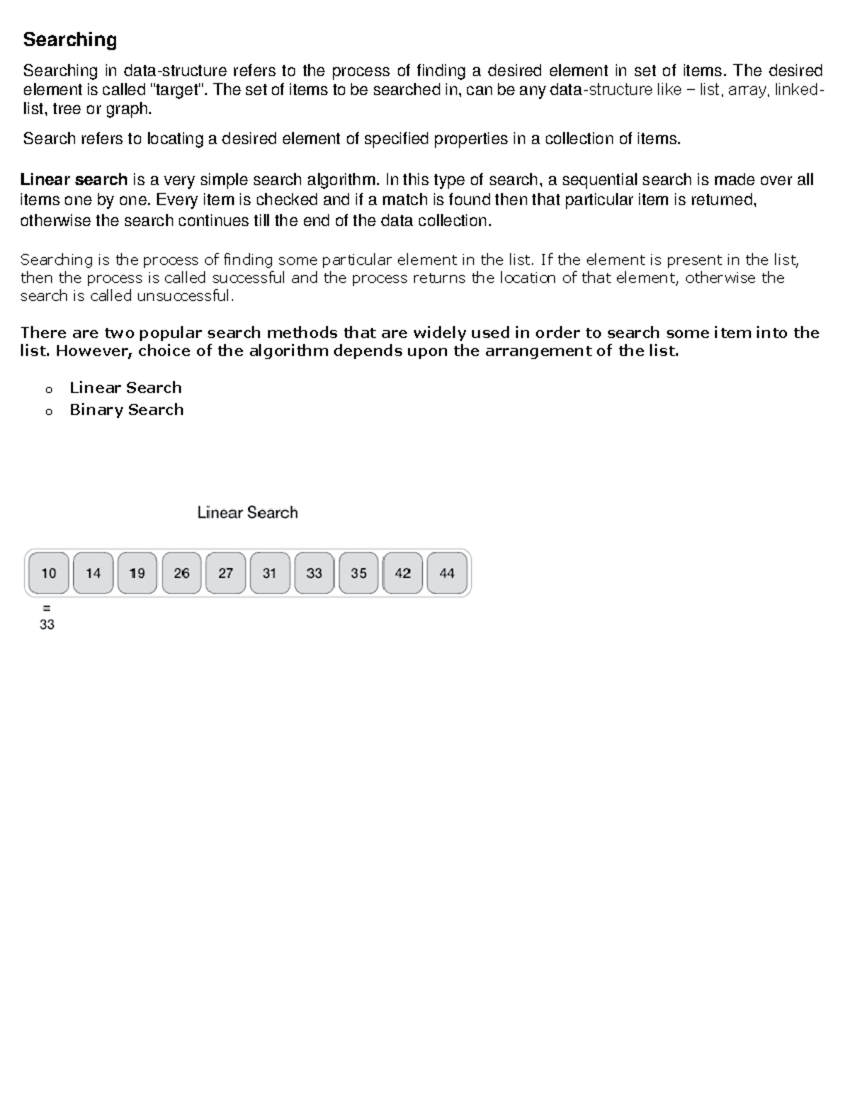 Linear Search Binary Search - Searching Searching in data-structure ...