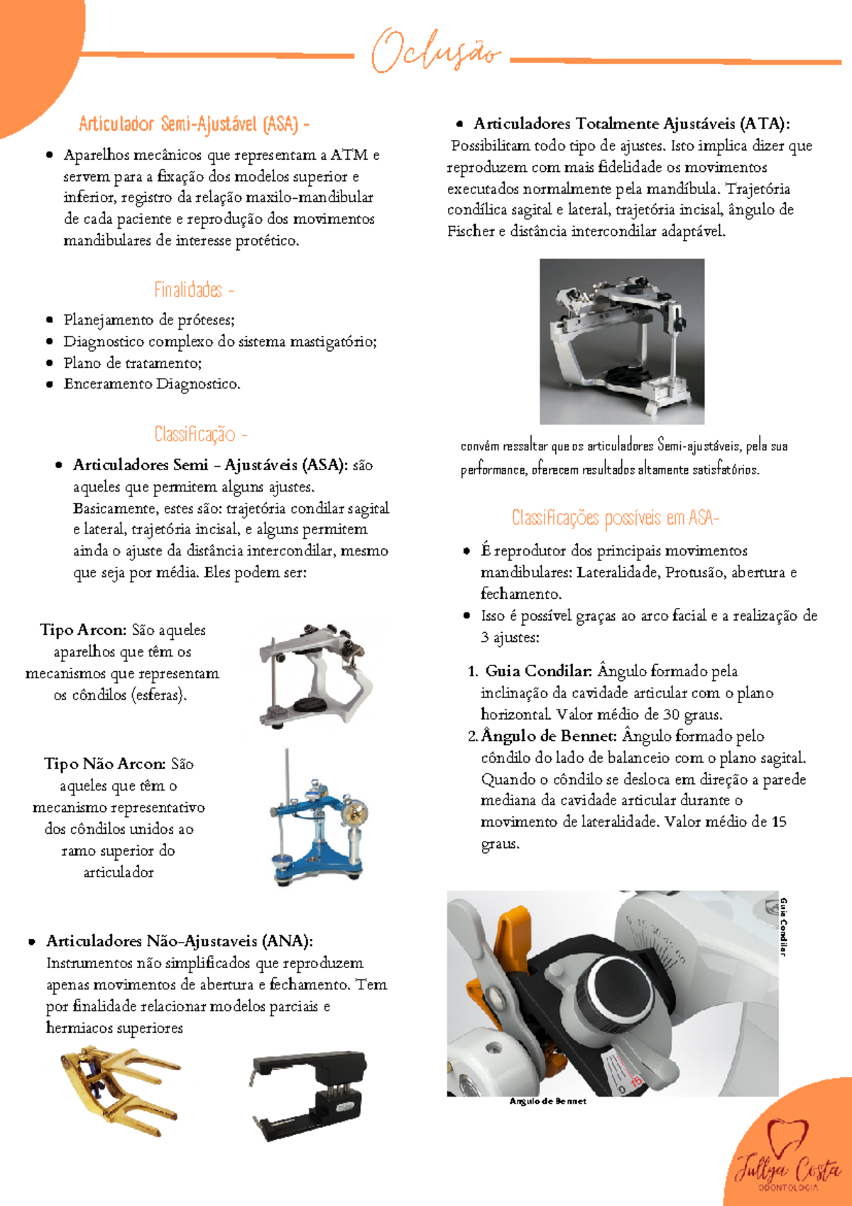 Oclusão - anotações - Articulador Semi-Ajustável (ASA) - Aparelhos ...