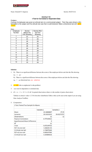 Activity 19 (Simple Correlation Analysis and Scatterplot) 1st Sem 2021 ...