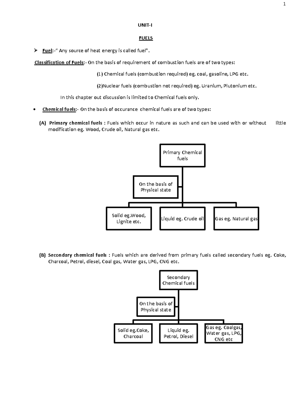 UNIT-I-Fuels-SR - UNIT-I FUELS Fuel:-“ Any source of heat energy is ...