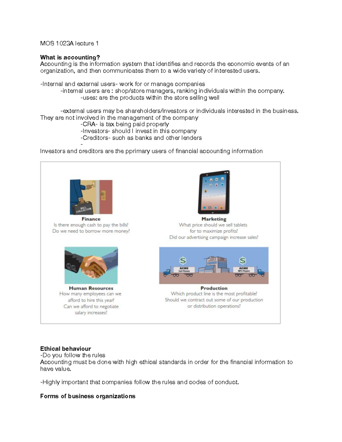 MOS 1023A week 1 lecture notes (intro) - MOS 1023A lecture 1 What is ...